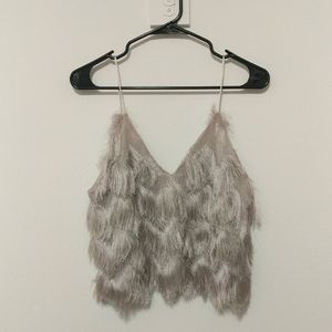 Zara shiny fringe top